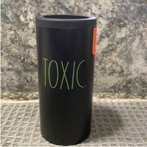 Rae Dunn TOXIC Slim Can Cooler Black Insulated Stainless Steel 12oz NWT